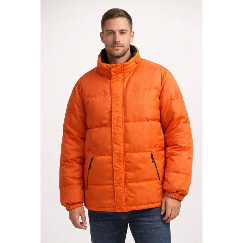Nautica Orange Down Puffer Jacket Mens Large Winter Coat